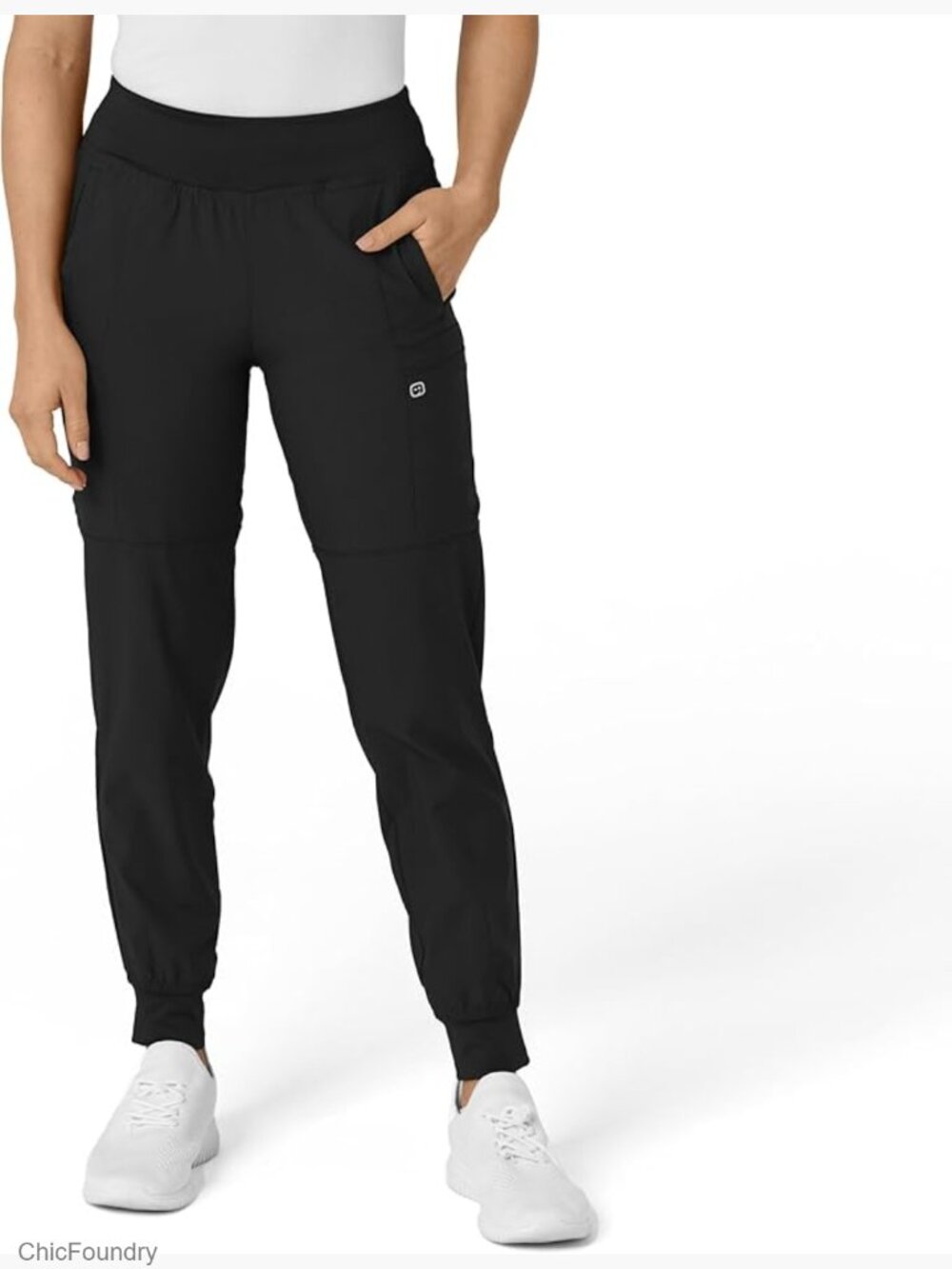 Women's Scrub Jogger Pants with 8 Pockets, Stretchy Yoga Waist